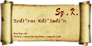 Száraz Kálmán névjegykártya